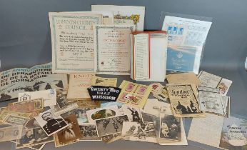 A small collection of postcard together with a collection of ephemera to include maps relating to