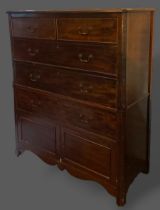 An Edwardian large mahogany chest, the moulded top above two short and three long drawers with brass