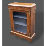 A Victorian inlaid walnut and gilt metal mounted pier cabinet with glazed door, 78cms wide by