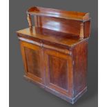 A William Iv mahogany chiffonier, 107cms wide, 43cms deep and 120cms tall, together with a Victorian