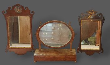 A 19th Century Mahogany Framed Wall Mirror, together with another similar wall mirror and a mahogany