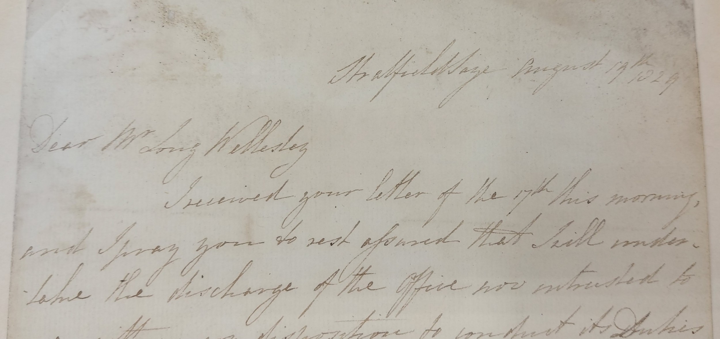 An early letter dated August 1829 to Mr. Long Wellesley - Image 2 of 3