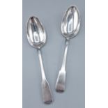 A pair of Scottish Provincial silver table spoons, makers mark for Robert Keay, Perth, 4ozs
