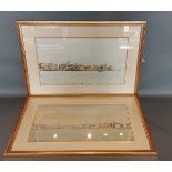 A pair of watercolours, views of Portsmouth Harbour, 24cms X 41.5cms