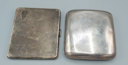 A Birmingham silver cigarette case of curved form together with another Birmingham silver