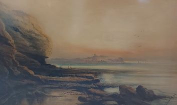 B. Stevart Corry, coastal scene with figures, waterclolour, signed, 42cms x 70cms