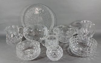 A Royal Doulton cut glass jug together with a collection of other glassware