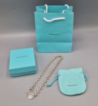 A Tiffany & Co, 925 silver Return To Tiffany oval tag necklace, 41cms long, together with box and