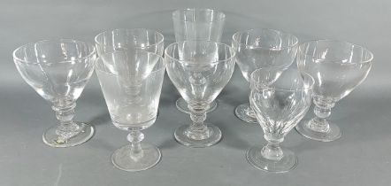 Five 19th Century glass Rummers together with three similar glasses