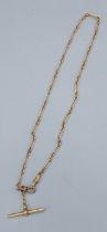 A 9ct gold watch chain with albert clasp, 18.3gms