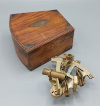 A brass Sextant inscribed Stanley, London within fitted case