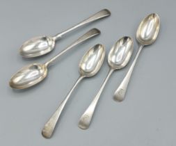 A pair of George III silver tablespoons, London 1780, maker Hester Bateman together with a set of