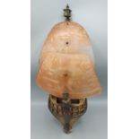 An Art Deco wall lamp by Banksway in the form of a ship, the three shades in the form of sails,