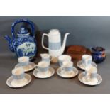 An Image 70 Iona coffee set together with a Hovis butter dish, a large teapot and a tobacco jar