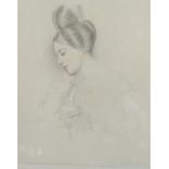 Joseph Slater, half length portrait of a lady within leather case, signed, 20cms x 16.5cms