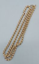 A 9ct gold long guard chain, 21.4gms, 60cms long