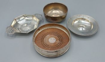 A London silver bowl together with another similar Birmingham silver bowl, a Sheffield silver two
