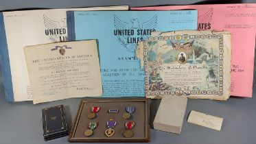 A World War II American Purple Heart medal group awarded to Technician Fifth Grade Salvatore
