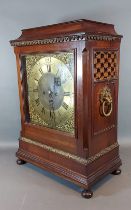 A mahogany and gilded bracket clock, the brass dial inscribed J. Wilks Wolverton, with Roman and