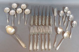 A collection of Sterling silver flatware by Leonore Manchester, 24ozs excluding knives