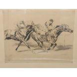 Carl Ritter Von Dombrowski, study of horse racing, signed in pencil, 24cms x 32cms