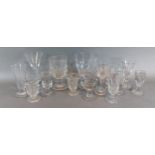A 19th Century glass rummer together with a collection of other 19th century drinking glasses