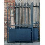 A pair of large iron gates with posts, 189cms tall, both gates together 238cms wide