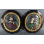 A pair of 19th century portrait miniatures depicting gentlemen in period dress, oil on board, 12.