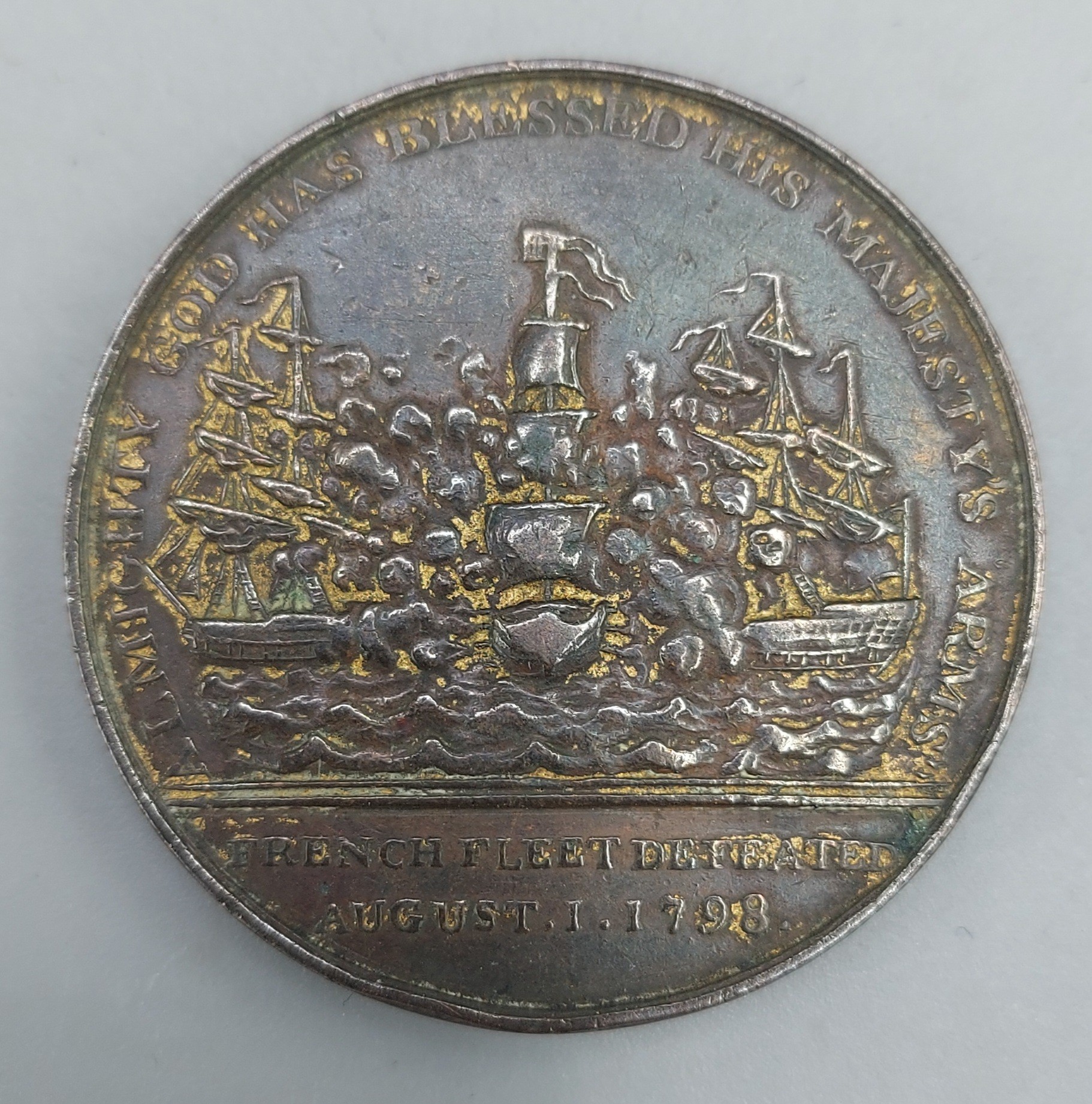 A bronze Medallion commemorating The Battle of The Nile, with obverse bust of Nelson inscribed - Image 2 of 2