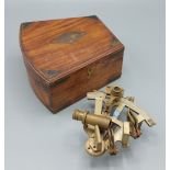 A brass Sextant inscribed Stanley, London within fitted case