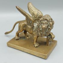 The Lion of St Mark brass sculpture, 10cms tall