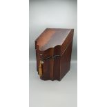 A Regency mahogany serpentine knife box, interior missing, 36cms tall