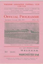 Programme Wrexham v Manchester United FA Cup 4th Round 26th January 1957. Score and scorers