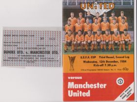 Ticket and programme for 3 Manchester United matches in Scotland Dundee United v Manchester United