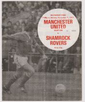 Programme Shamrock Rovers v Manchester United Friendly in Dublin 7th November 1977. No writing.