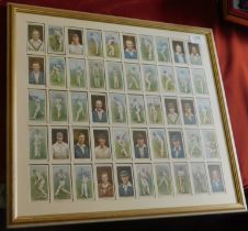 Cricket - Wills 1928 Cigarette card set 50/50, framed and glazed with backs visible. Buyer collects