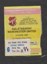 Ticket Galatasaray v Manchester United Champions League 3rd November 1993. Very small paper