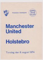 Programme Hostelbro v Manchester United Friendly 8th August 1974.4 Page. No writing. Good