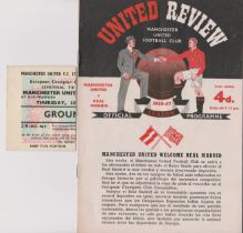 Programme and ticket for the European Cup Semi Final 2nd Leg at Old Trafford between Manchester