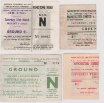 A collection of 4 tickets pertaining to Manchester United and Sheffield Wednesday in the FA Cup. Two
