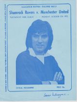 Both programmes for the Shamrock Rovers v Manchester United Friendly in Dublin 15th October 1973.