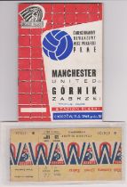 Programme and unused ticket Gornik Zabre v Manchester United European Cup Quarter Final 2nd Leg 13th