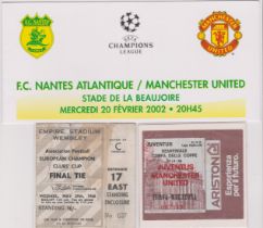 A collection of 10 tickets featuring Manchester United in Europe. Aways are European Cup Final
