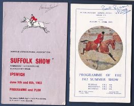 Suffolk and Peterborough Agricultural Society show programmes, both dated 1963. In fair condition