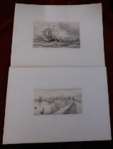 Prints-Antique by Chas. G. Lewis French Sloop coming into Calais Harbour and Calais Pier (2)