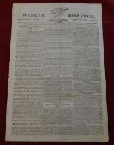 Newspaper - Weekly Dispatch, February 3rd 1822 interesting read, foreign and colonial intelligence.