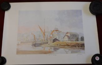 Lithographic Print 147/250 - 'The Deben at Woodbridge' by John Western 1981, measurements 50cm x