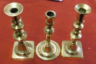 Candle Sticks - Matching pair, plus one odd candle stick, good condition