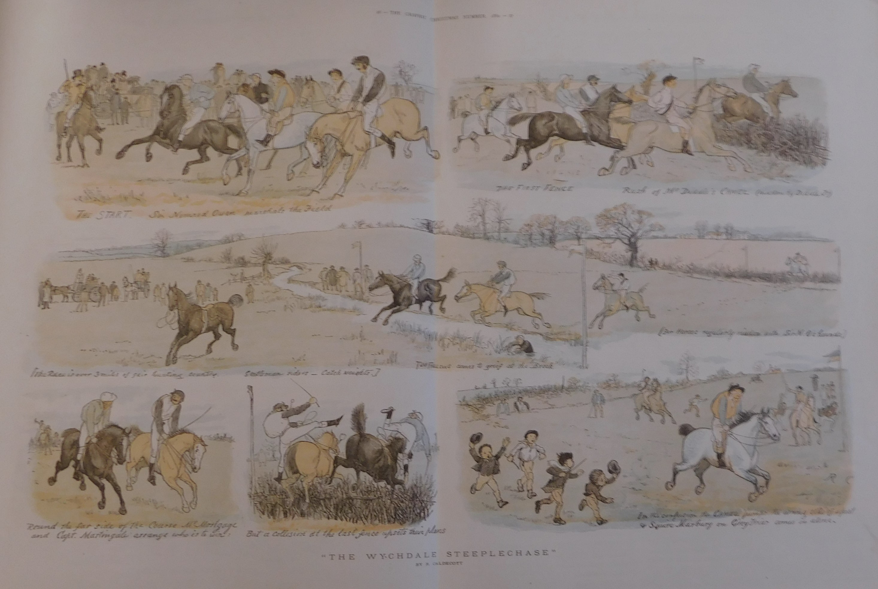 Pages from the Graphic Christmas Number 1880 - with coloured drawing & cartoon type sketches and - Image 3 of 4