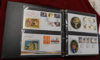 Great Britain 1997-2001 Ring binder with 70+ Benham FDCs strength in millennium covers.